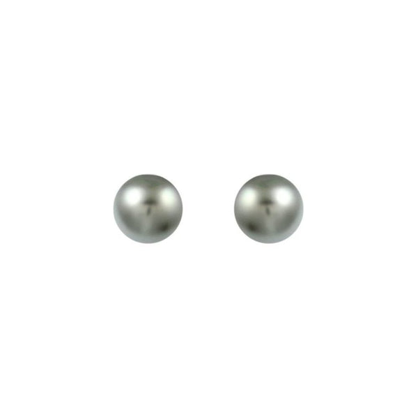 18ct white gold 8mm x 9mm Tahitian grey pearl stud earrings