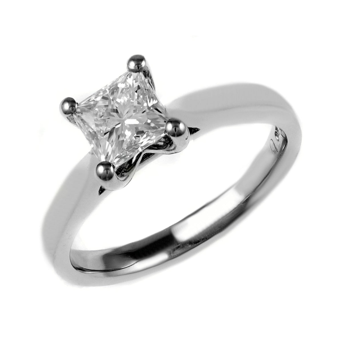 Platinum 0.50ct D VS1 IDRC princess cut diamond ring