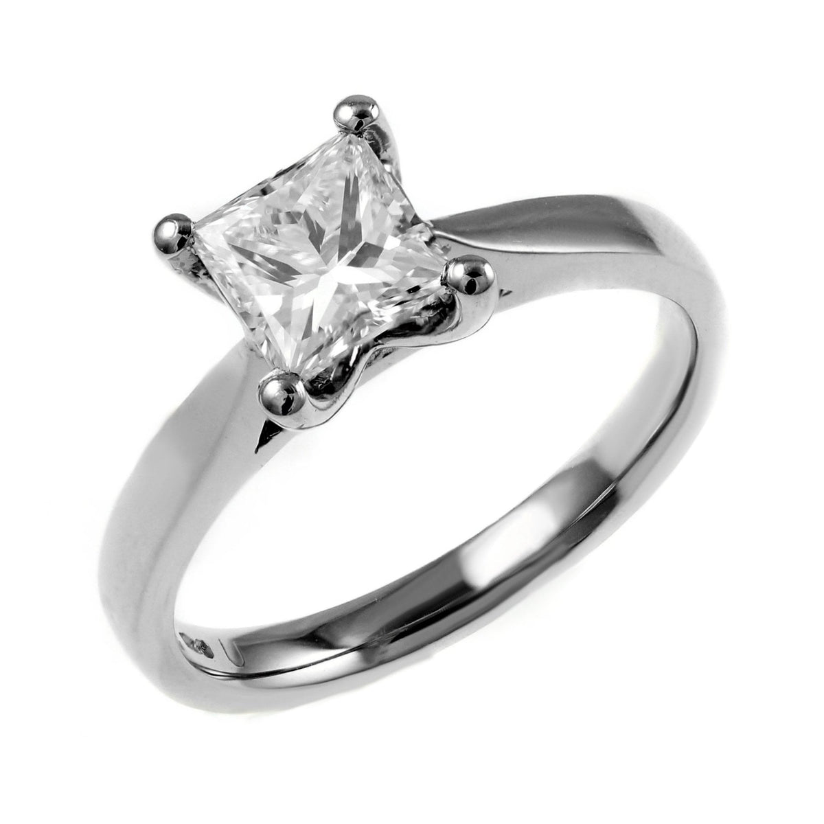 Platinum 1.51ct D VS2 EGL princess cut diamond ring