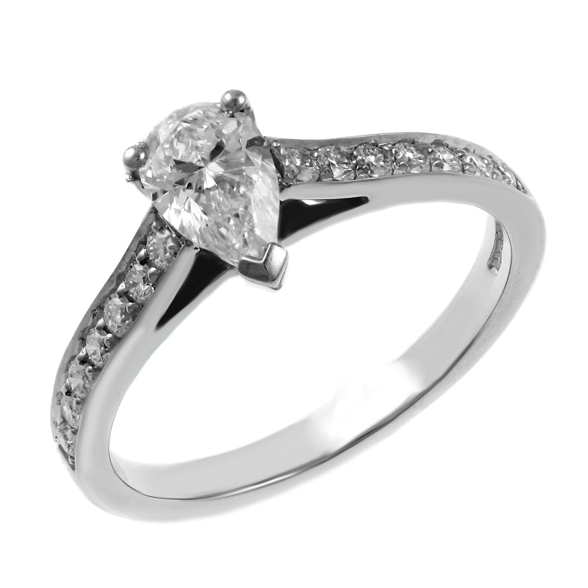 Platinum 1.01ct D VS2 GIA pear diamond ring