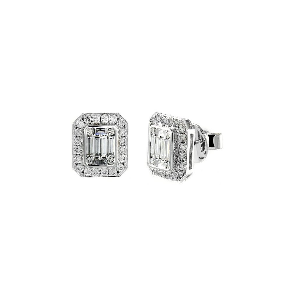 Platinum 0.71ct Art Deco style diamond cluster earrings