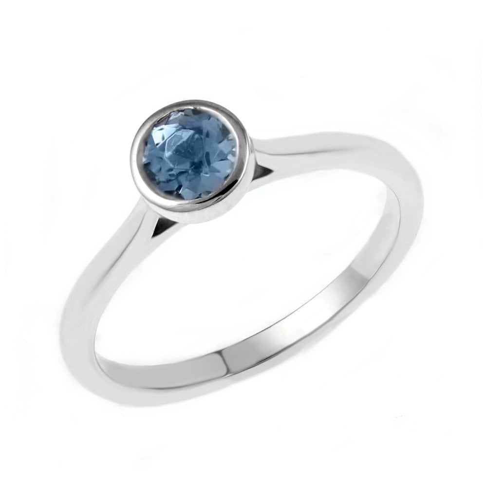 Platinum 0.50ct round aquamarine ring