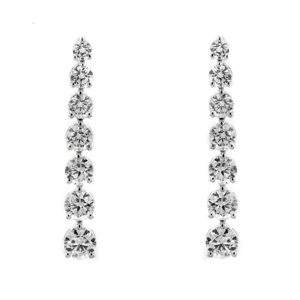 18ct white gold 2.55ct round brilliant cut diamond drop earrings