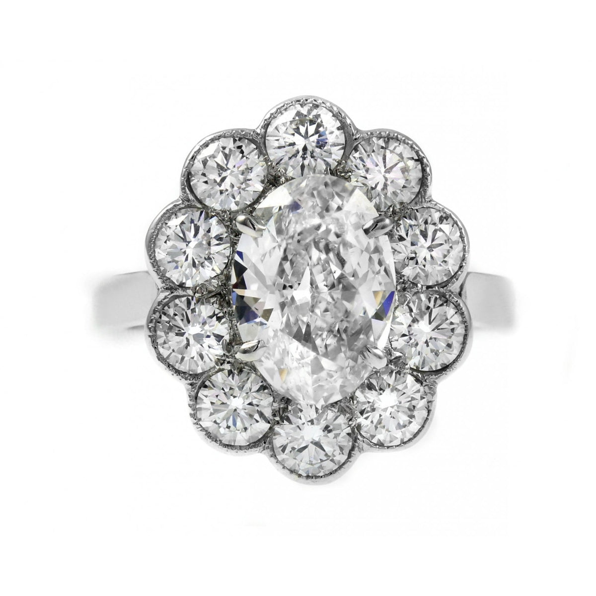 Platinum 3.57ct E VS2 EGL diamond cluster ring