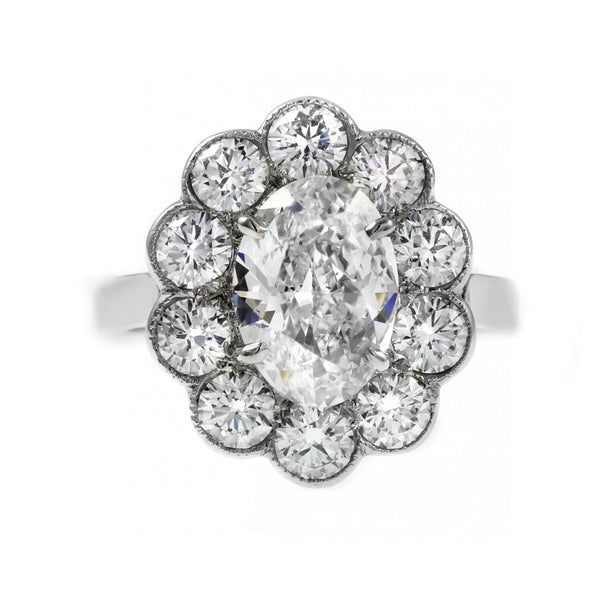 Platinum 3.57ct E VS2 EGL diamond cluster ring