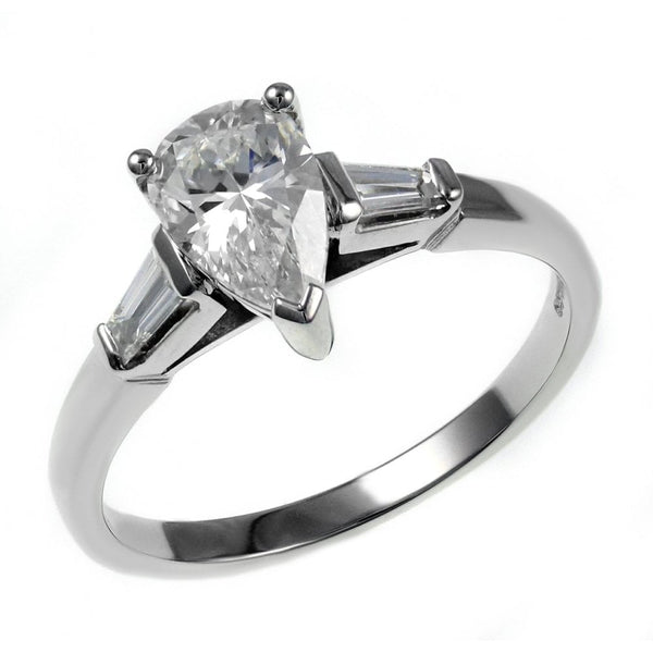 Platinum 0.72ct F VS2 GIA pear shape diamond ring
