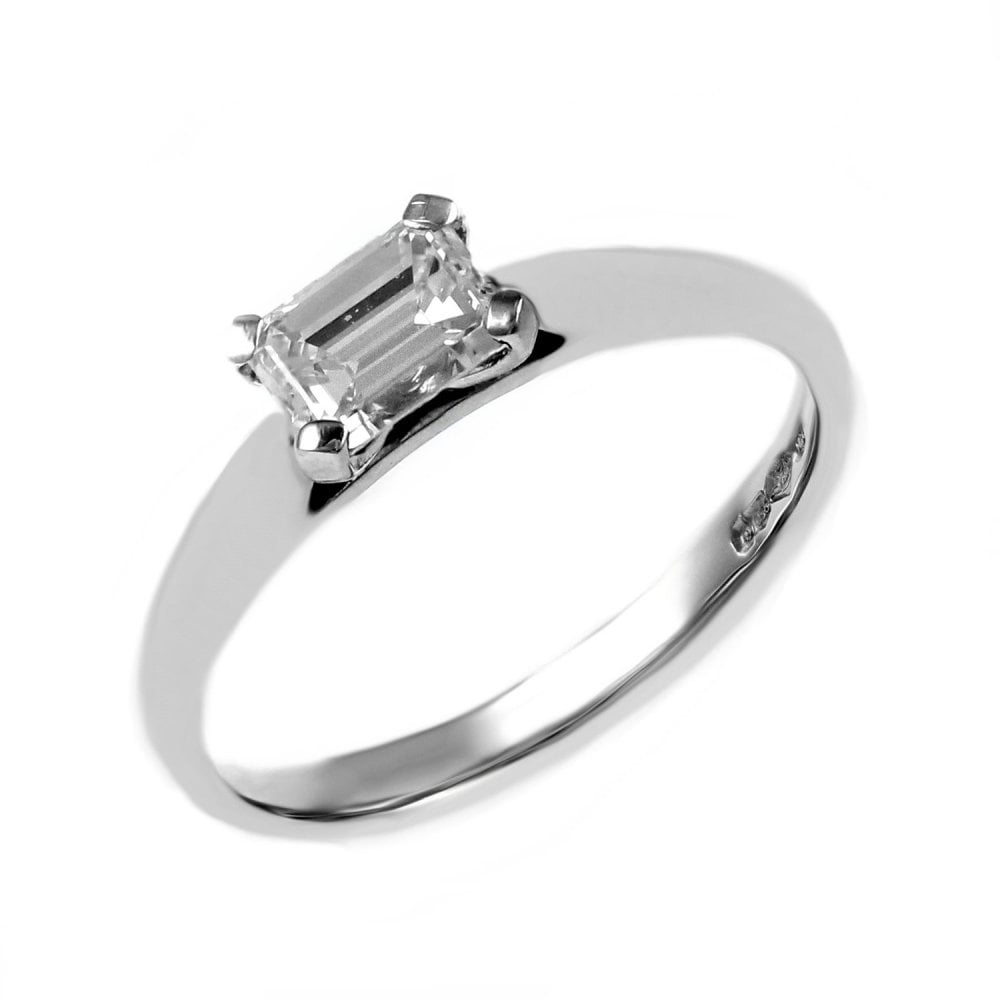 Platinum 0.70ct F VS2 EGL emerald cut diamond ring