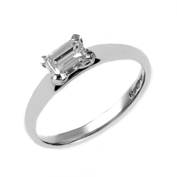 Platinum 0.70ct F VS2 EGL emerald cut diamond ring