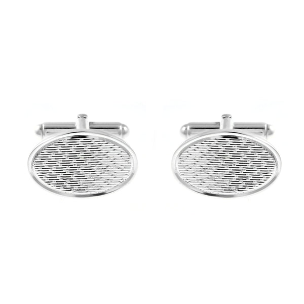 Silver 20x13.5mm oval swivel cufflinks