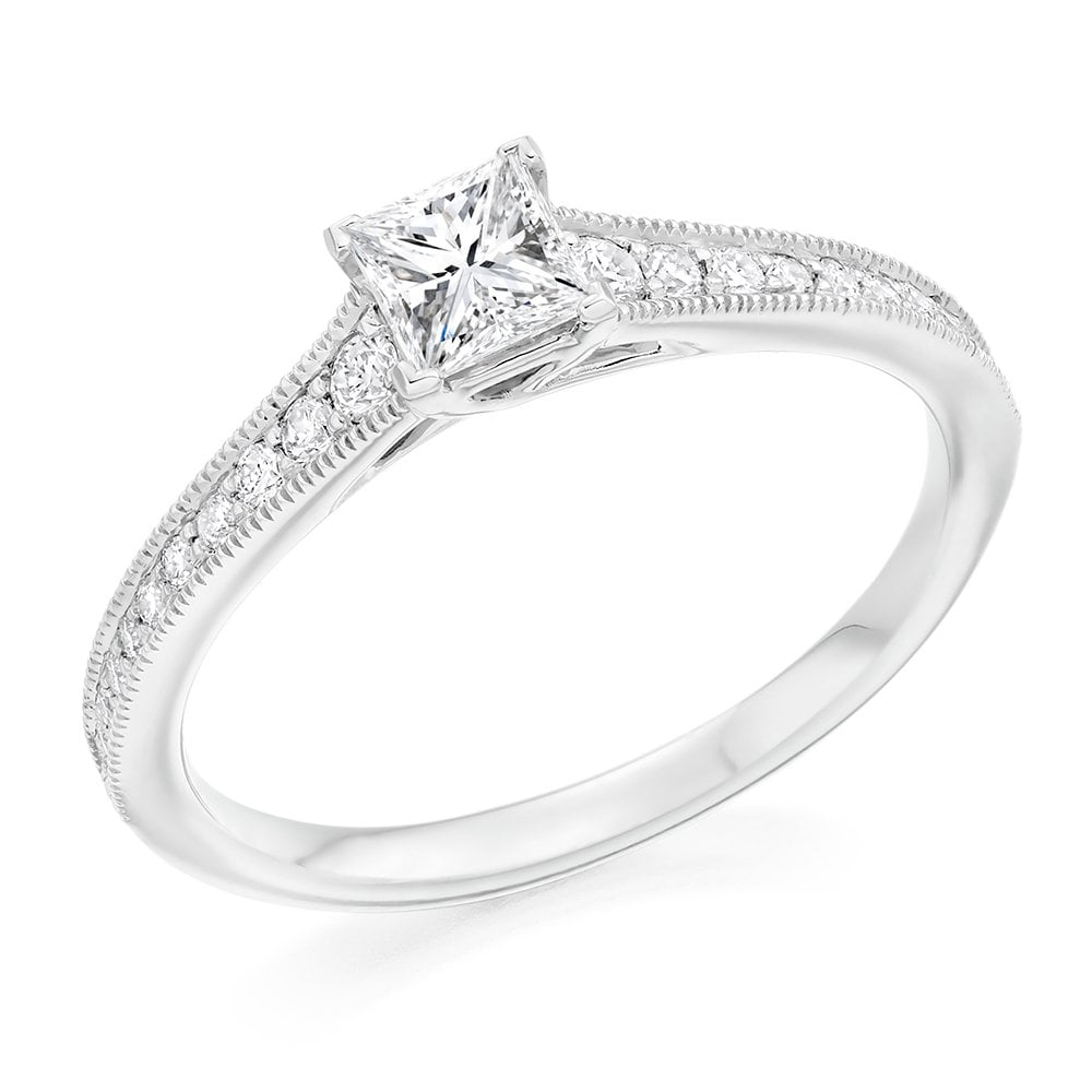 Platinum 0.30ct D VS2 GIA princess cut diamond ring