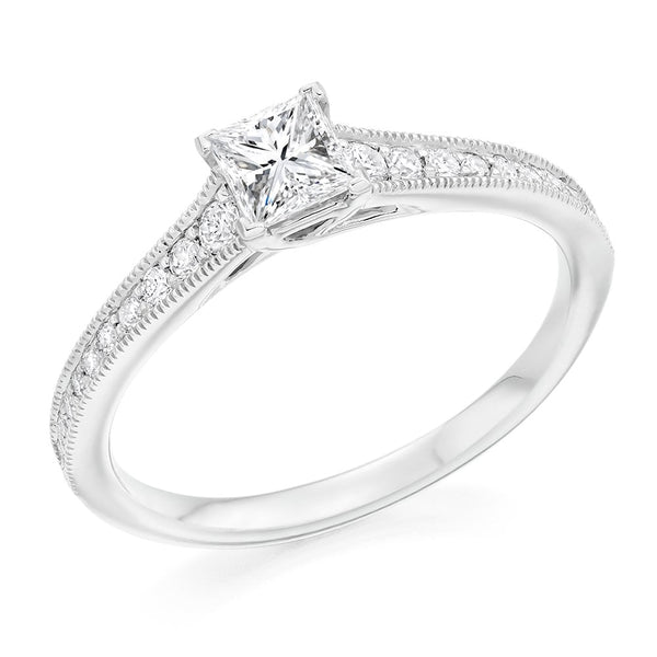 Platinum 0.30ct D VS2 GIA princess cut diamond ring