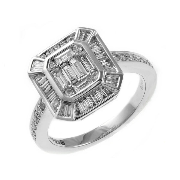 Platinum 0.92ct diamond Art Deco style cluster ring