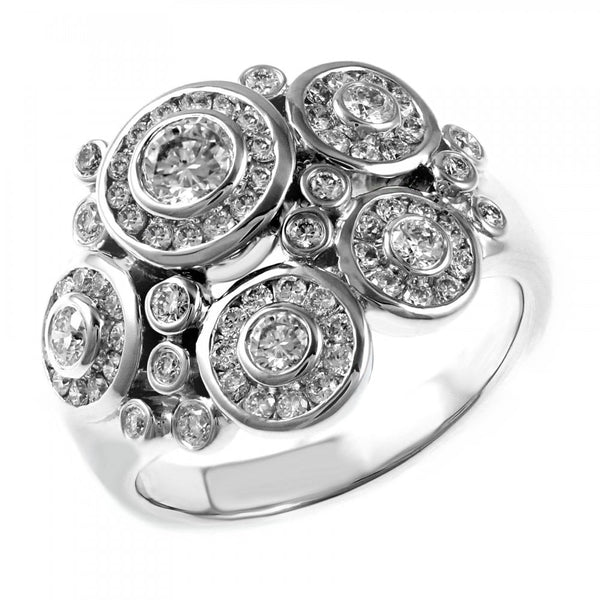 18ct white gold 1.12ct round brilliant cut diamond cluster ring