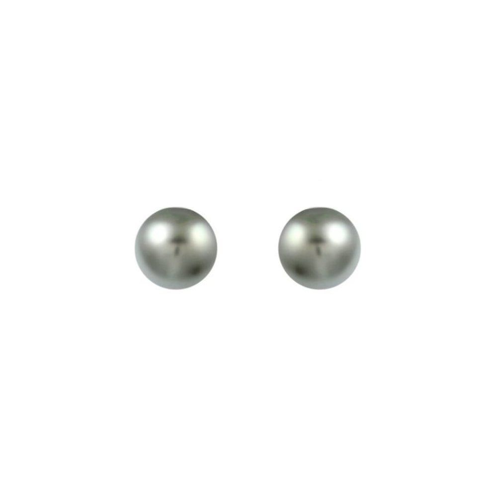 18ct white gold 9mm x 10mm AAA Tahitian grey pearl stud earrings