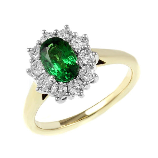 18ct yellow gold 1.00ct tsavorite garnet & 0.50ct diamond ring