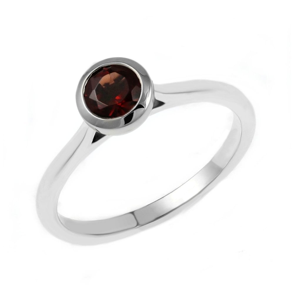 Platinum 0.63ct round garnet ring