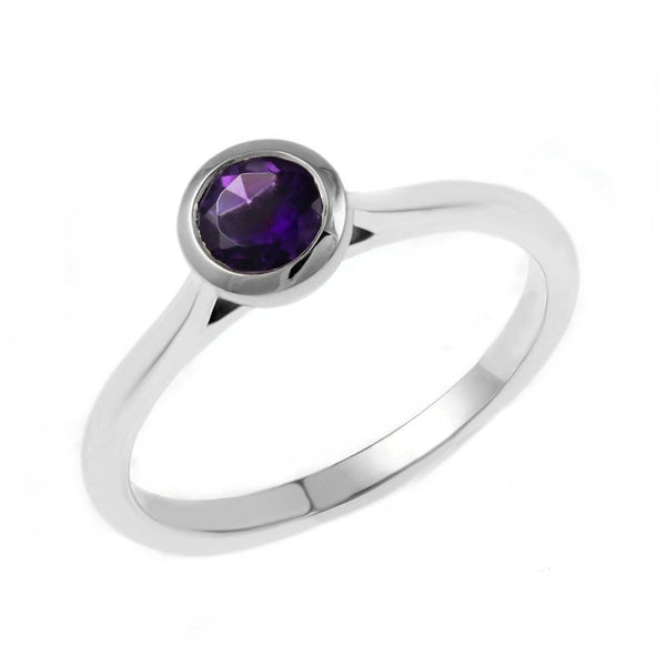 Platinum 0.48ct round amethyst ring
