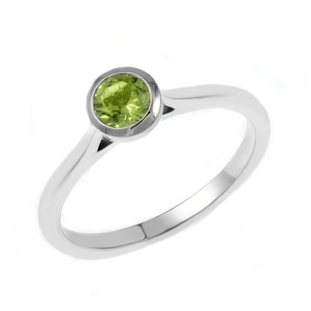 Platinum 0.50ct round peridot ring