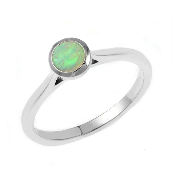 Platinum 0.26ct round natural opal ring