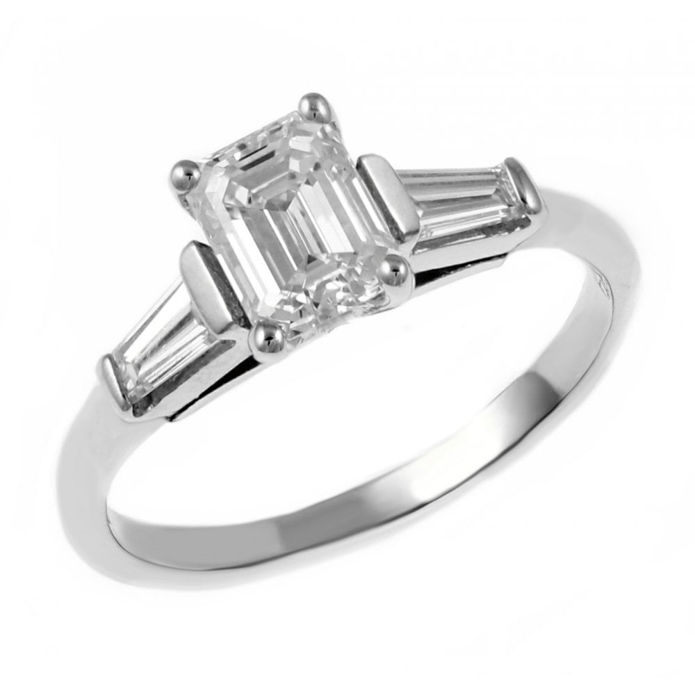 Platinum 0.72ct D VS2 GIA emerald cut diamond ring