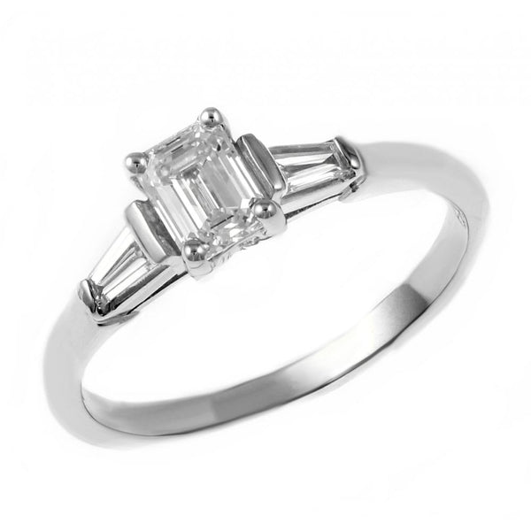 Platinum 0.35ct D SI1 GIA emerald cut diamond ring