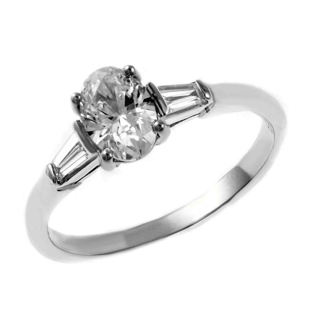 Platinum 0.50ct F VS2 GIA oval cut diamond ring