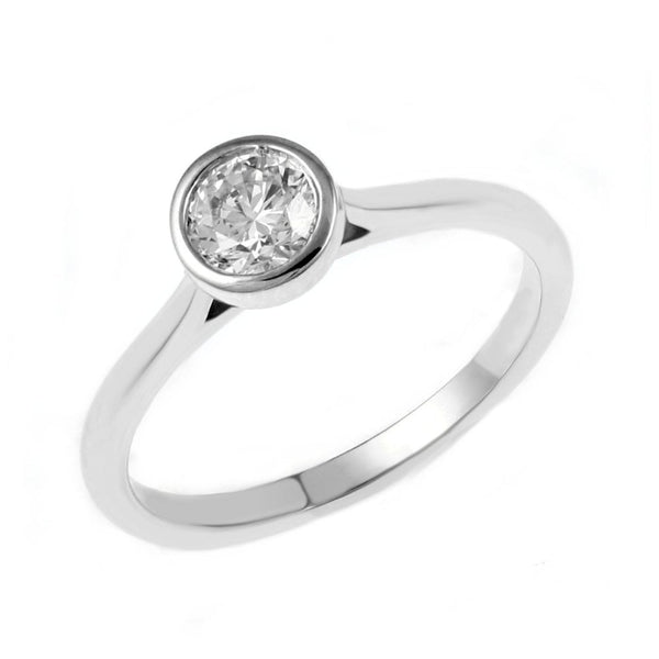 Platinum 0.71ct F VS2 GIA round brilliant cut diamond ring