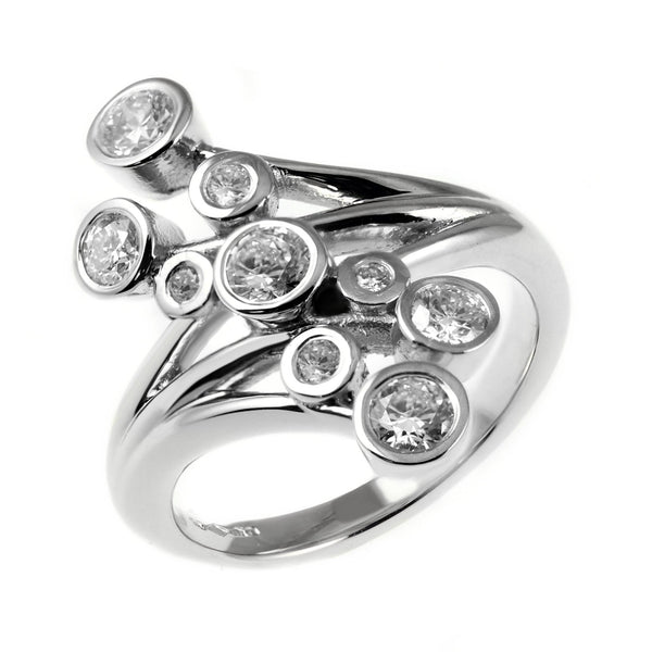 Platinum 0.75ct round brilliant cut diamond spray cluster ring