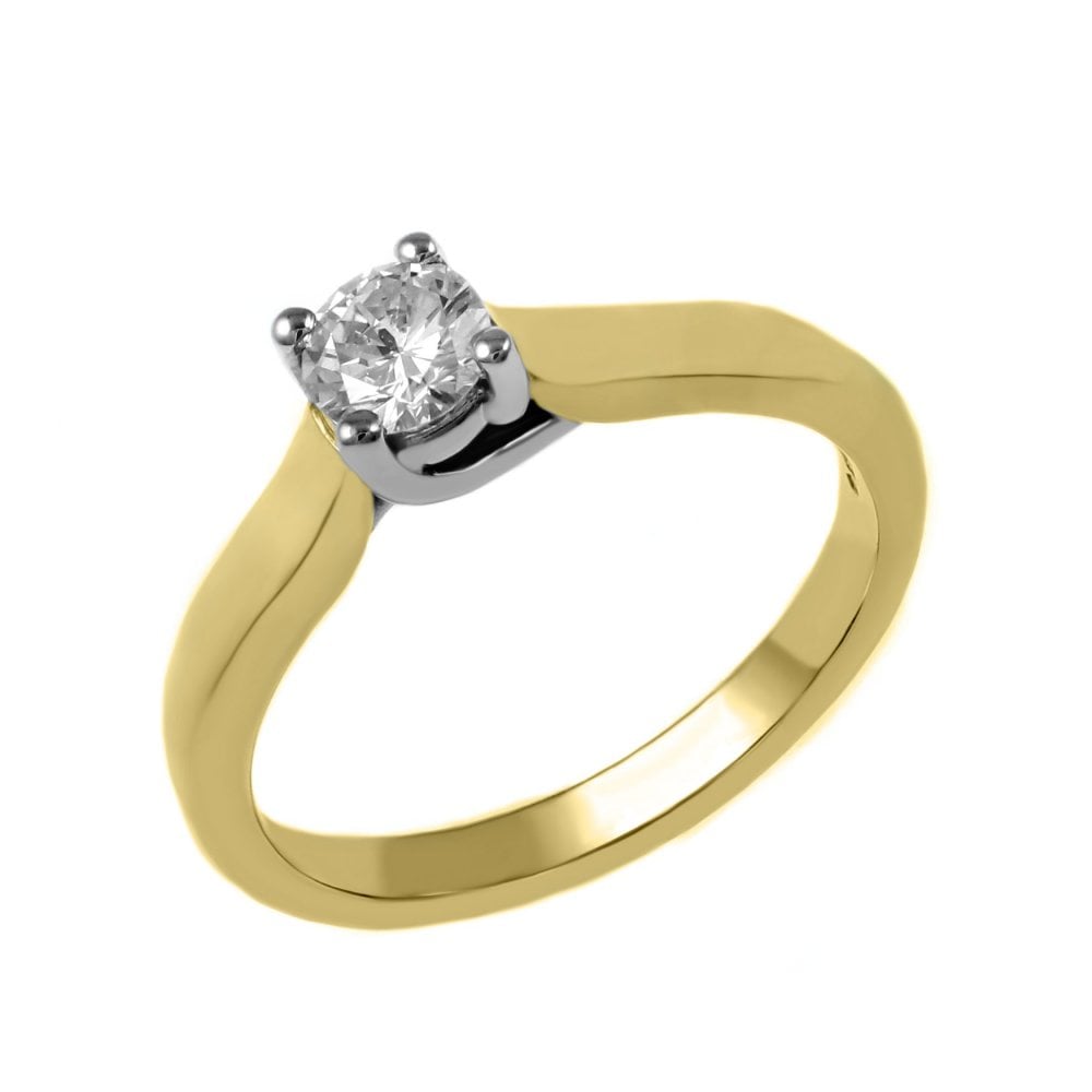 18ct yellow gold 0.35ct F VS2 GIA round brilliant diamond ring