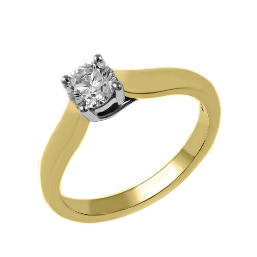 18ct yellow gold 0.50ct round brilliant cut diamond ring