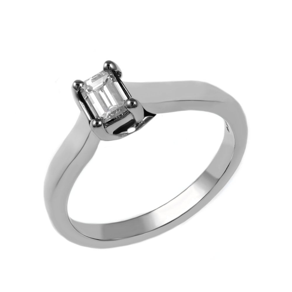 Platinum 0.26ct D VS2 GIA emerald cut diamond ring