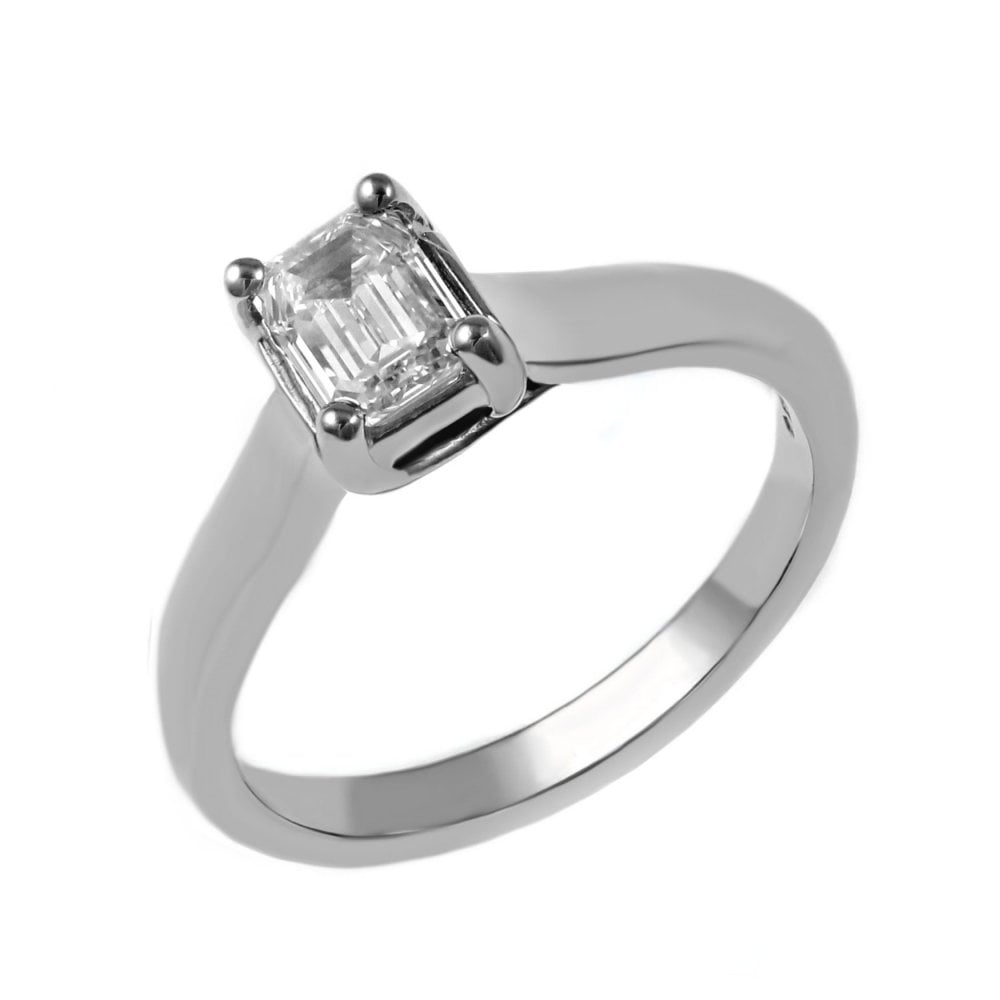 Platinum 0.70ct D VS2 GIA emerald cut diamond ring