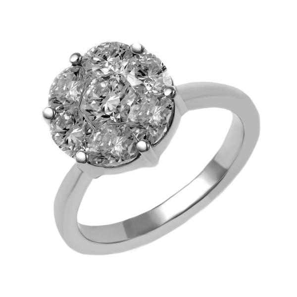 Platinum 2.66ct round brilliant cut diamond cluster ring