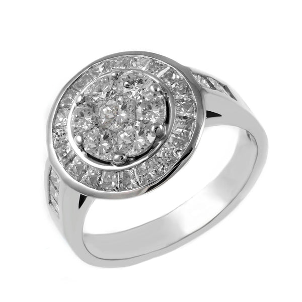 Platinum 2.26ct round brilliant cut diamond cluster ring