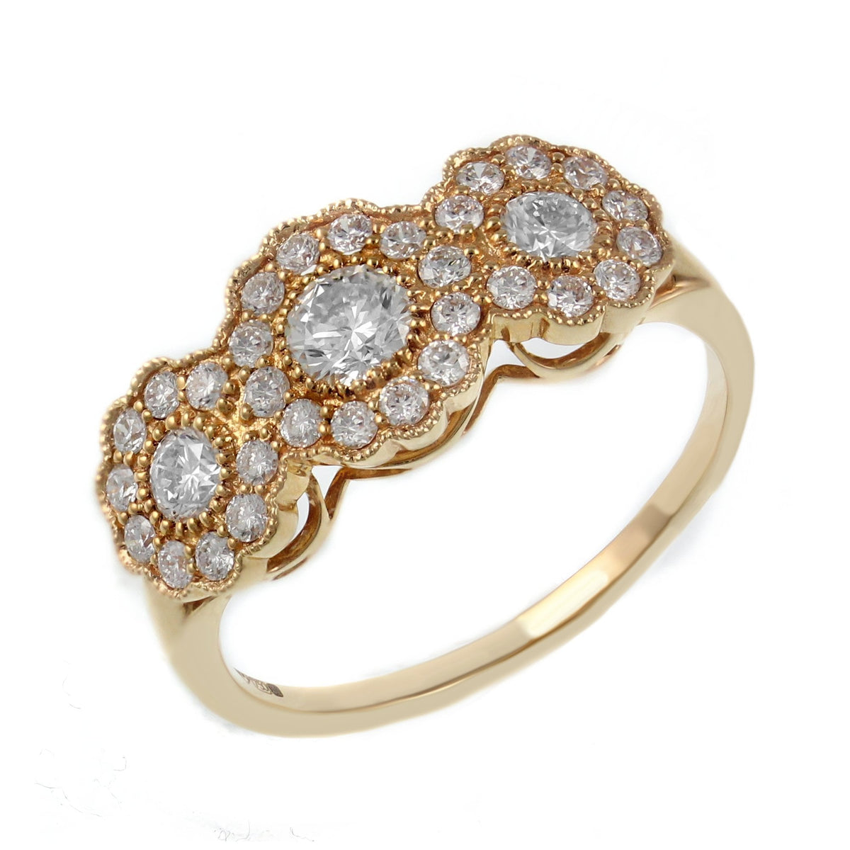18ct rose gold 0.81ct round brilliant cut diamond cluster ring