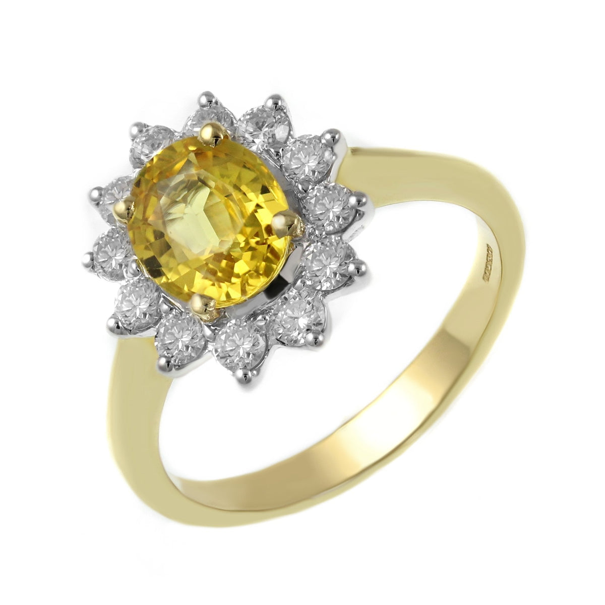 18ct yellow gold 1.60ct yellow sapphire & 0.47ct diamond ring