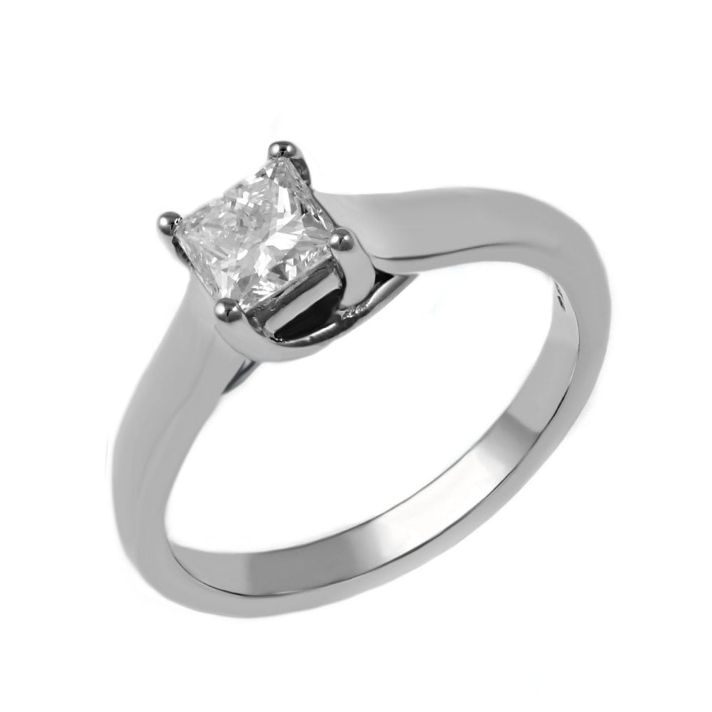 Platinum 0.70ct F VS1 GIA princess cut diamond ring