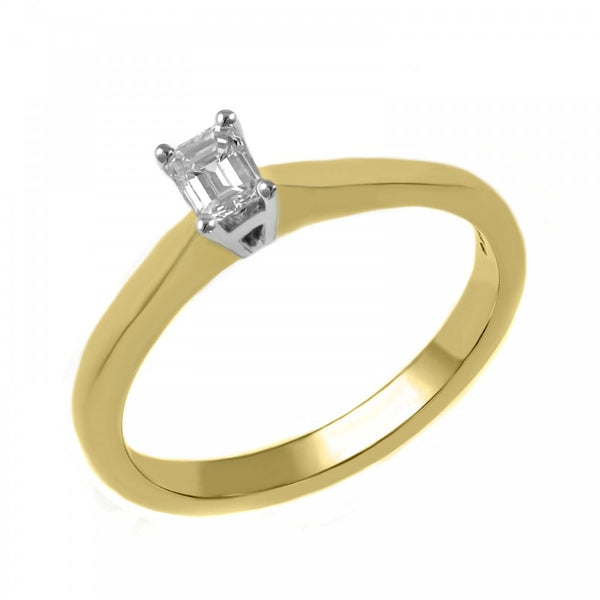 18ct yellow gold 0.33ct D VS1 GIA emerald cut diamond ring