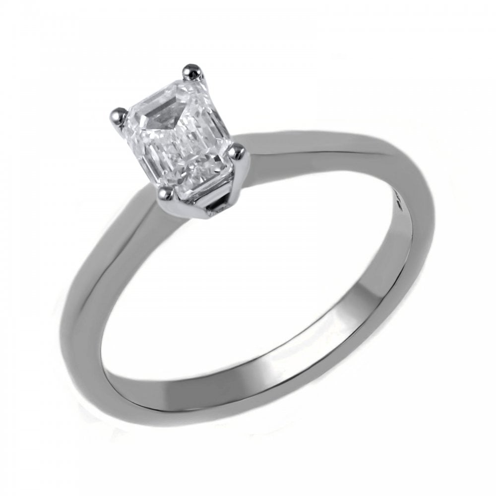 Platinum 0.90ct D VS1 GIA emerald cut diamond ring