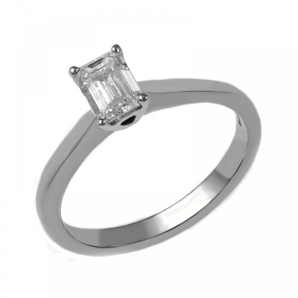 Platinum 0.61ct D VVS2 GIA emerald cut diamond ring