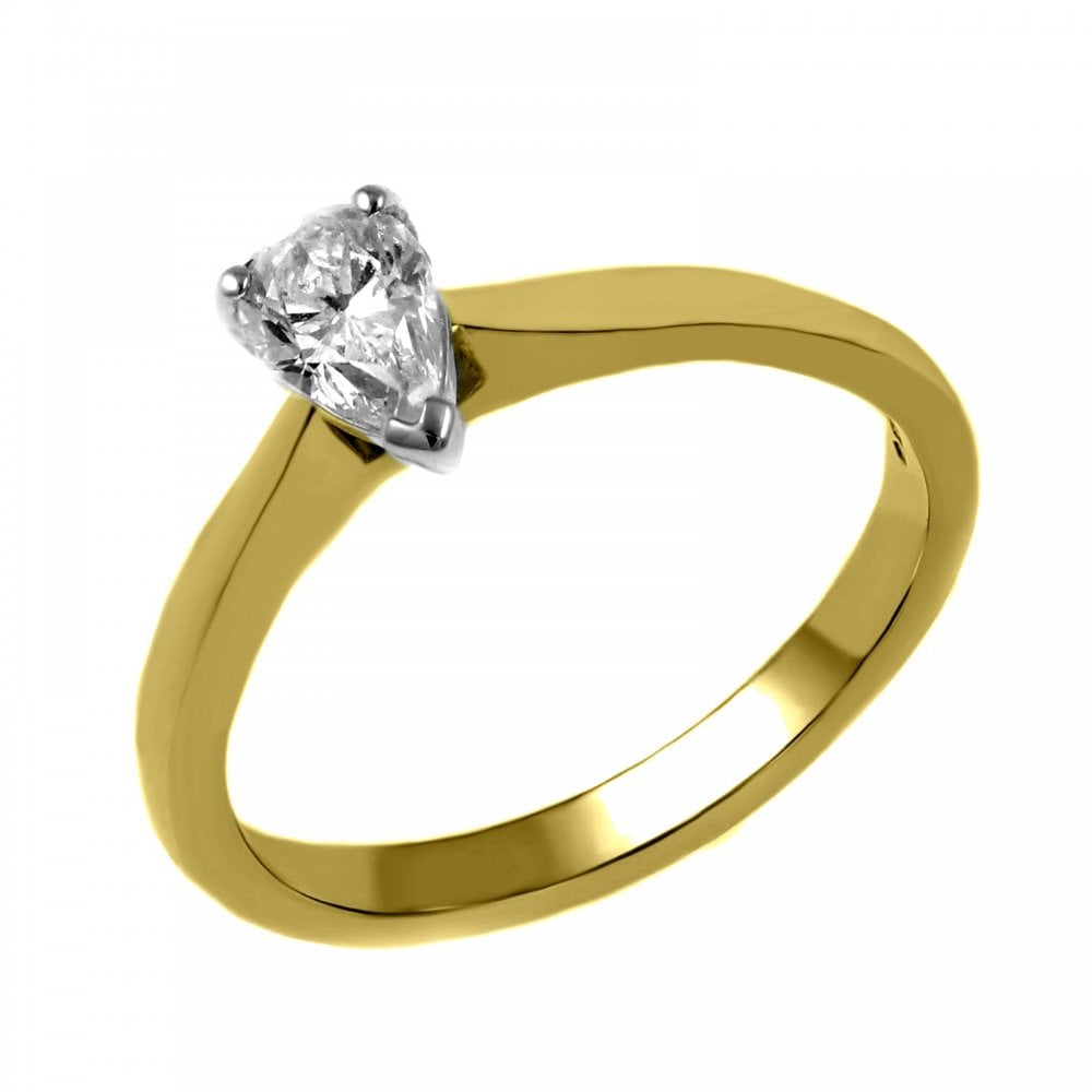 18ct yellow gold 0.51ct pear diamond ring