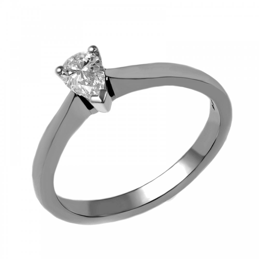 Platinum 0.33ct D IF GIA pear cut diamond ring