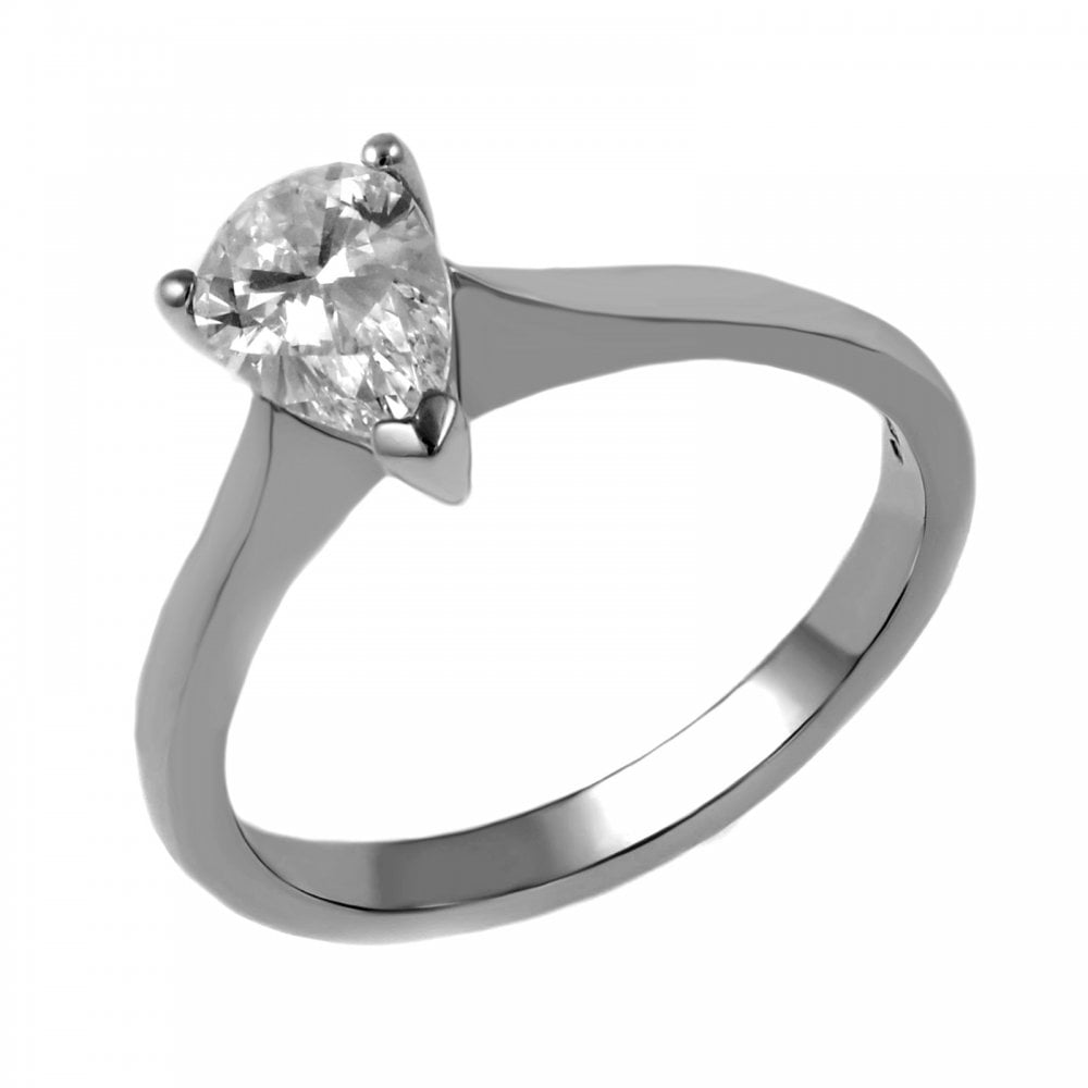 Platinum 1.01ct D SI1 GIA pear cut diamond ring