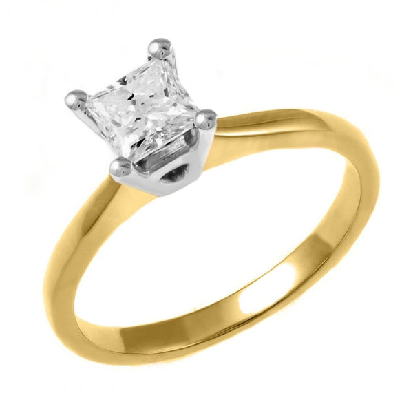 18ct yellow gold 0.75ct D VS1 GIA princess cut diamond ring