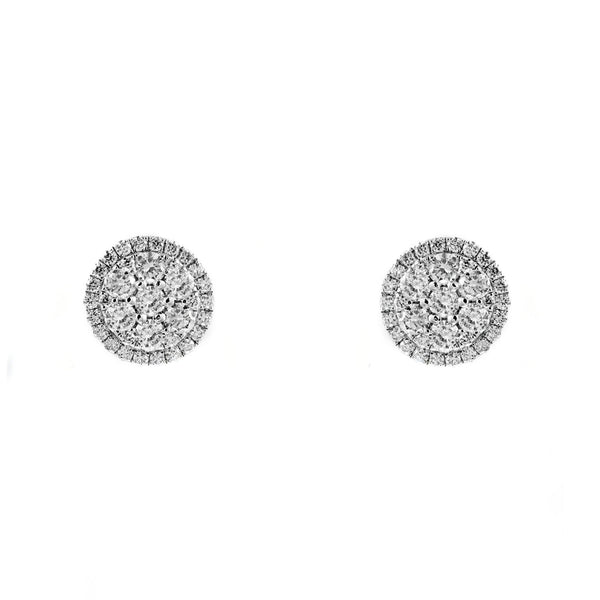 18ct white gold 1.03ct diamond cluster earrings