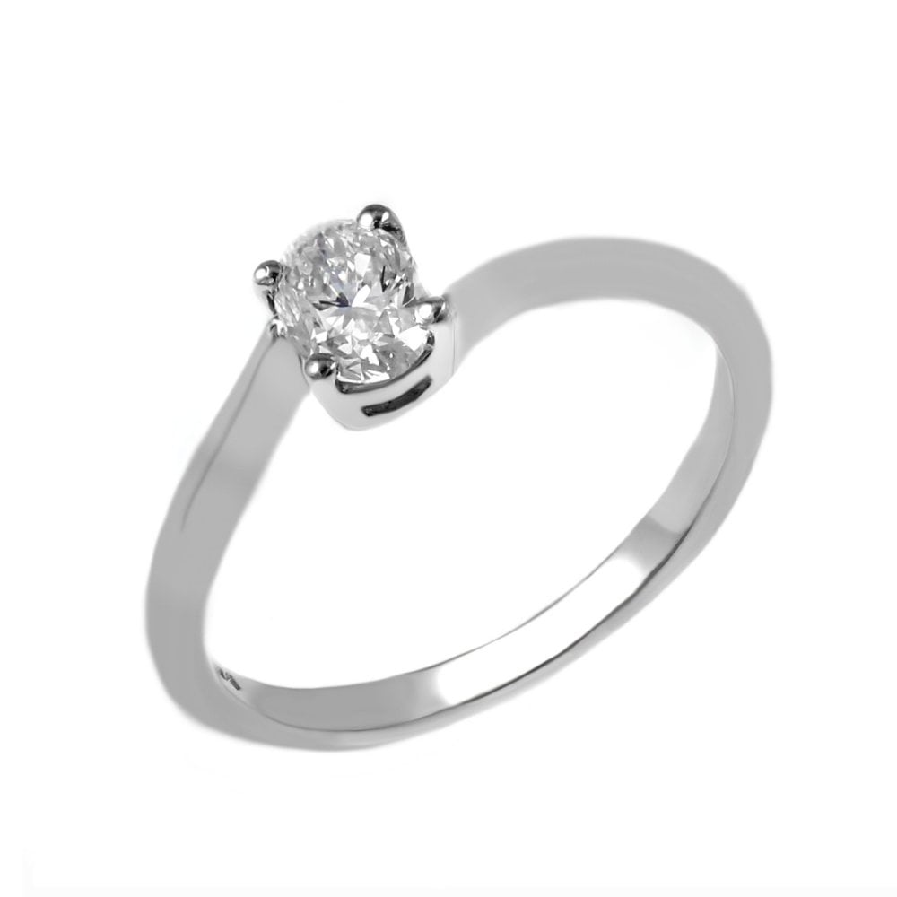 Platinum 0.50ct F VS1 GIA oval cut diamond twist ring