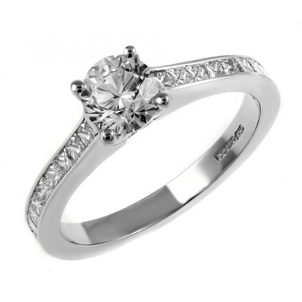 Platinum 1.01ct E VS2 GIA round brilliant cut diamond ring
