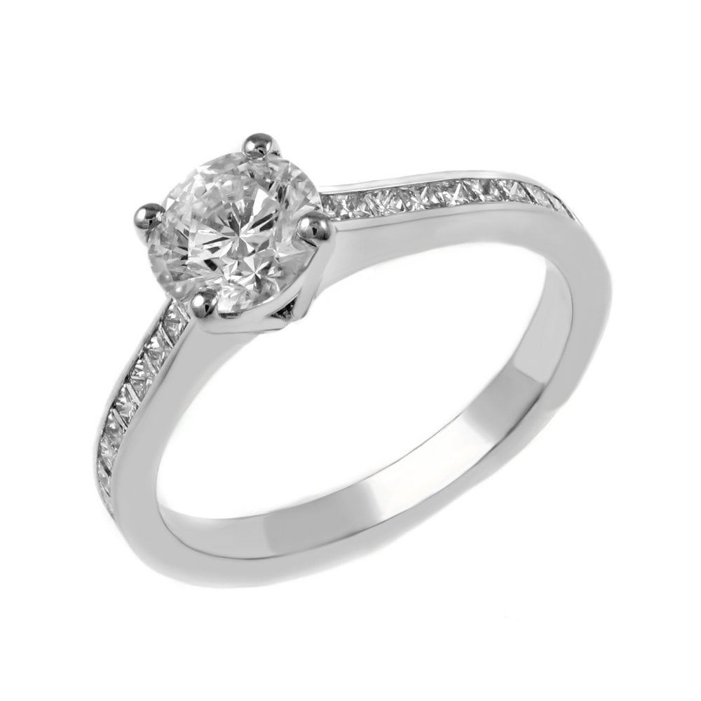 Platinum 1.00ct F SI1 GIA round brilliant cut diamond ring