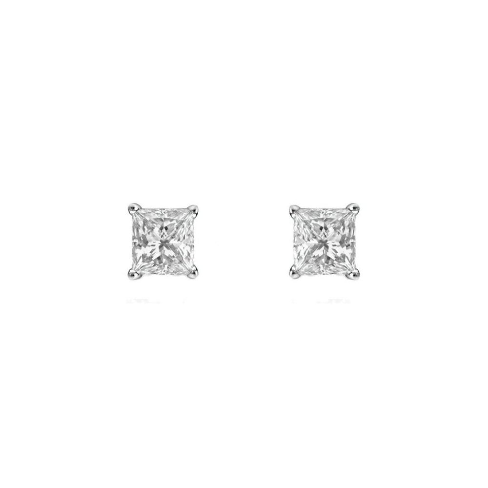 Platinum 1.02ct F VS2 GIA princess cut diamond stud earrings
