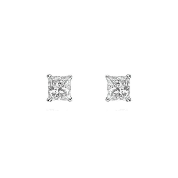 Platinum 1.02ct F VS2 GIA princess cut diamond stud earrings